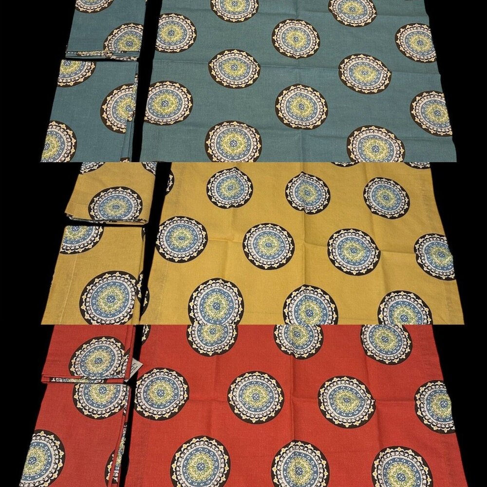 9 - POTTERY BARN 20 x 20" Cotton Linen Cloth Napkins Dinner Party Floral EUC